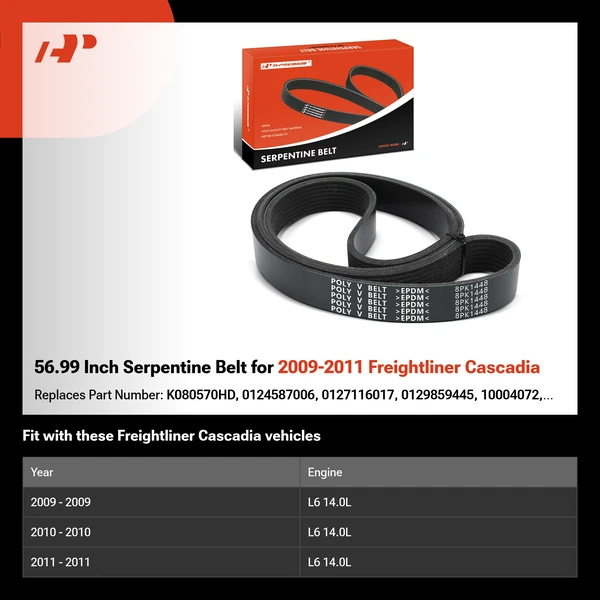 56.99 Inch Serpentine Belt for 2009-2011 Freightliner Cascadia