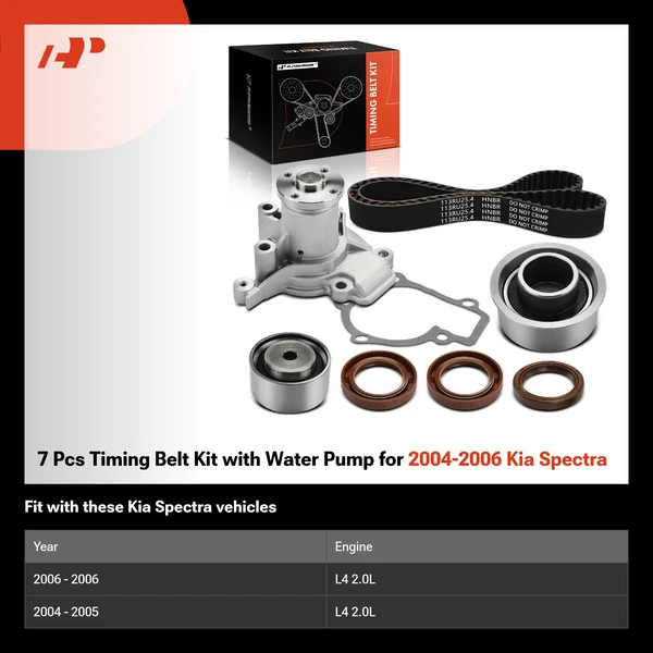 7 Pcs Timing Belt Kit with Water Pump for 2004-2006 Kia Spectra