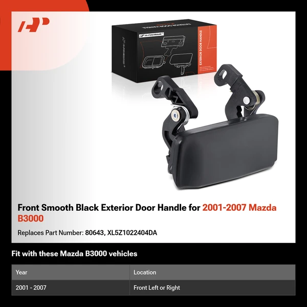 Front Smooth Black Exterior Door Handle for 2001-2007 Mazda B3000