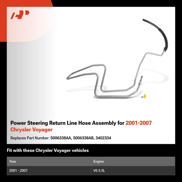 Power Steering Return Line Hose Assembly for 2001-2007 Chrysler Voyager