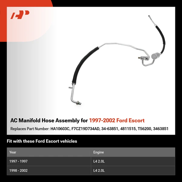AC Manifold Hose Assembly for 1997-2002 Ford Escort