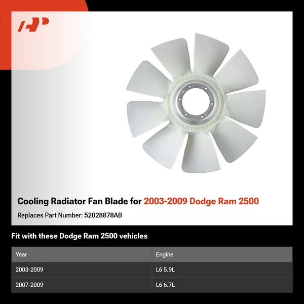 Cooling Radiator Fan Blade for 2003-2009 Dodge Ram 2500