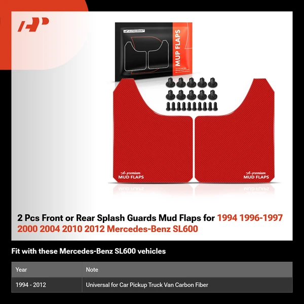 2 Pcs Front or Rear Splash Guards Mud Flaps for 1994 1996-1997 2000 2004 2010 2012 Mercedes-Benz SL600