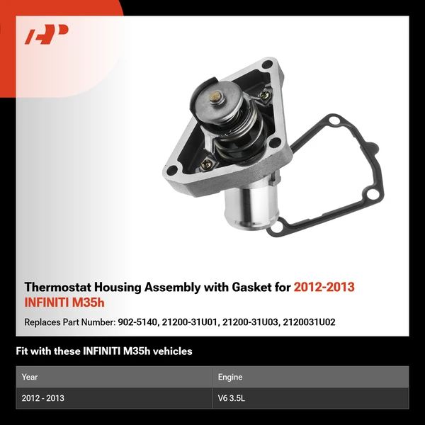 Thermostat Housing Assembly with Gasket for 2012-2013 INFINITI M35h