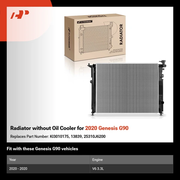 Radiator without Oil Cooler for 2020 Genesis G90