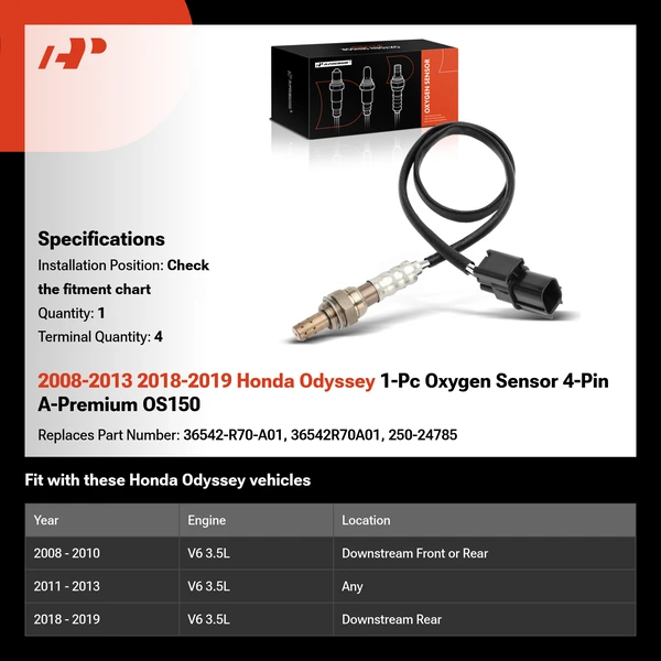 2008-2013 2018-2019 Honda Odyssey 1-Pc Oxygen Sensor 4-Pin A-Premium OS150