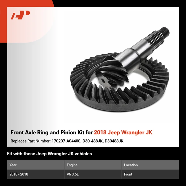 Front Axle Ring and Pinion Kit for 2018 Jeep Wrangler JK