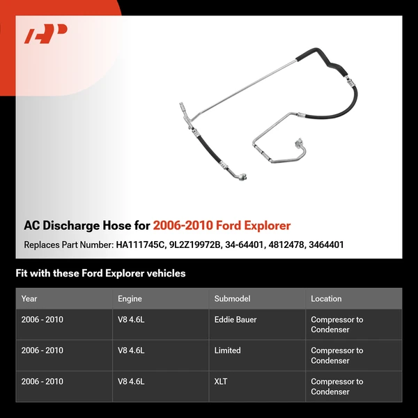 AC Discharge Hose for 2006-2010 Ford Explorer