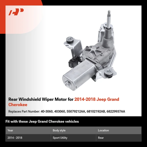 Rear Windshield Wiper Motor for 2014-2018 Jeep Grand Cherokee
