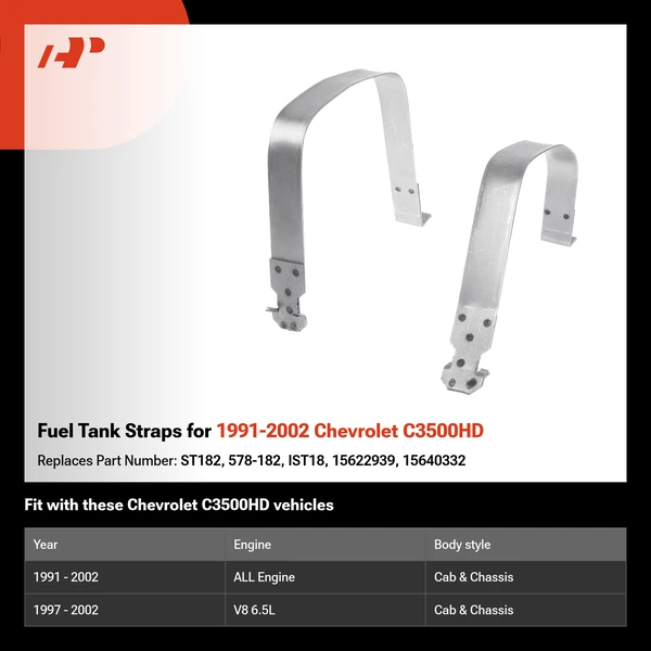 Fuel Tank Straps for 1991-2002 Chevrolet C3500HD