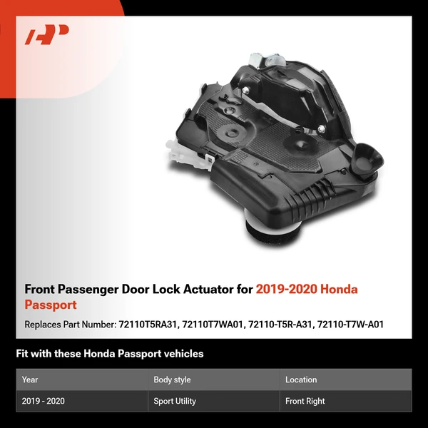 Front Passenger Door Lock Actuator for 2019-2020 Honda Passport
