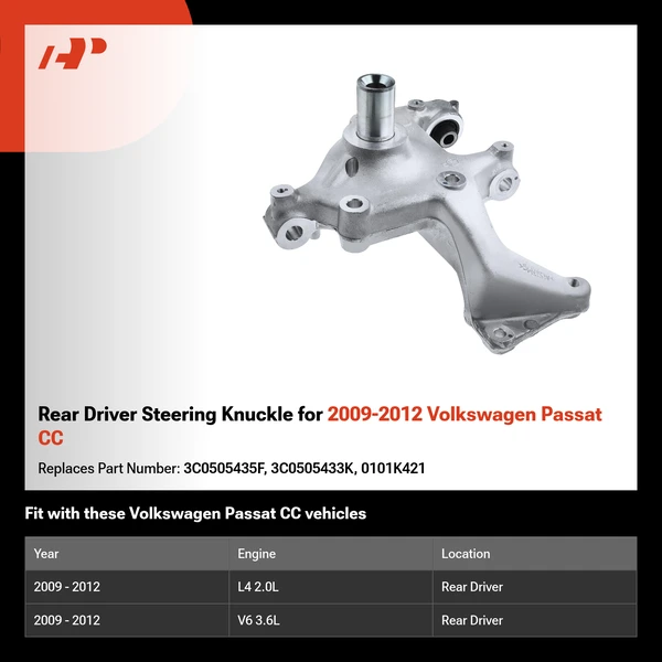 Rear Driver Steering Knuckle for 2009-2012 Volkswagen Passat CC