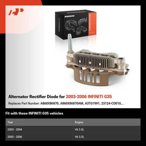 Alternator Rectifier Diode for 2003-2006 INFINITI G35