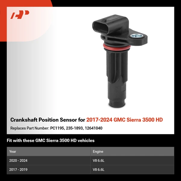 Crankshaft Position Sensor for 2017-2024 GMC Sierra 3500 HD