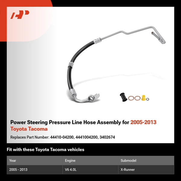 Power Steering Pressure Line Hose Assembly for 2005-2013 Toyota Tacoma