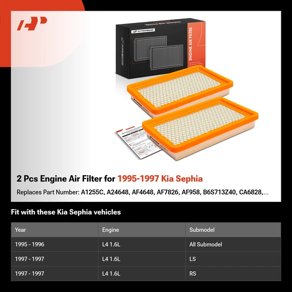 2 Pcs Engine Air Filter for 1995-1997 Kia Sephia