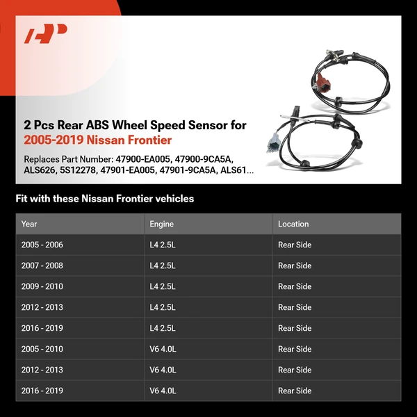 2 Pcs Rear ABS Wheel Speed Sensor for 2005-2019 Nissan Frontier