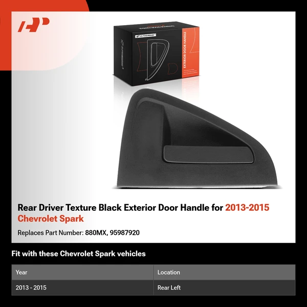 Rear Driver Texture Black Exterior Door Handle for 2013-2015 Chevrolet Spark