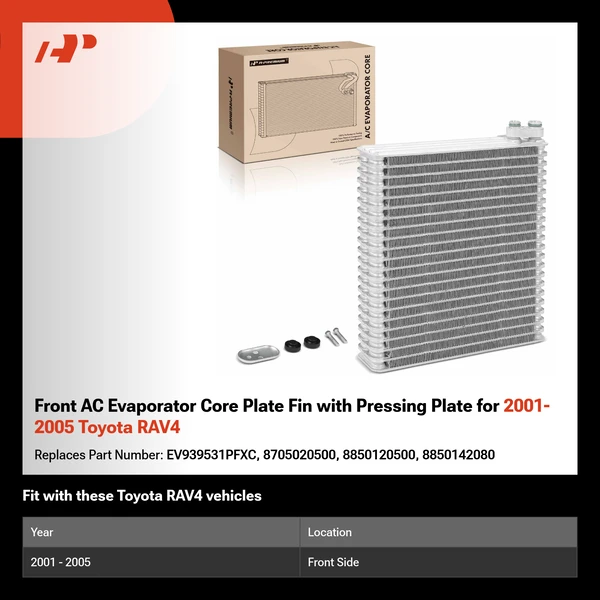 Front AC Evaporator Core Plate Fin with Pressing Plate for 2001-2005 Toyota RAV4