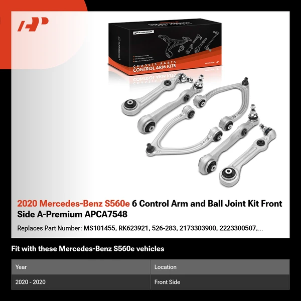 2020 Mercedes-Benz S560e 6 Control Arm and Ball Joint Kit Front Side A-Premium APCA7548