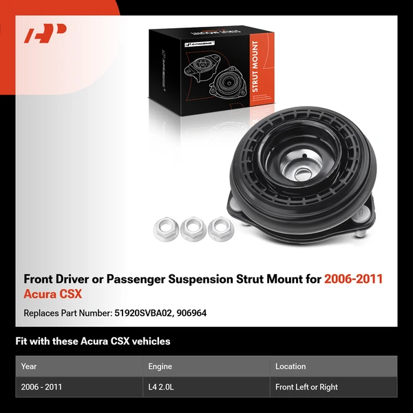 Front Driver or Passenger Suspension Strut Mount for 2006-2011 Acura CSX