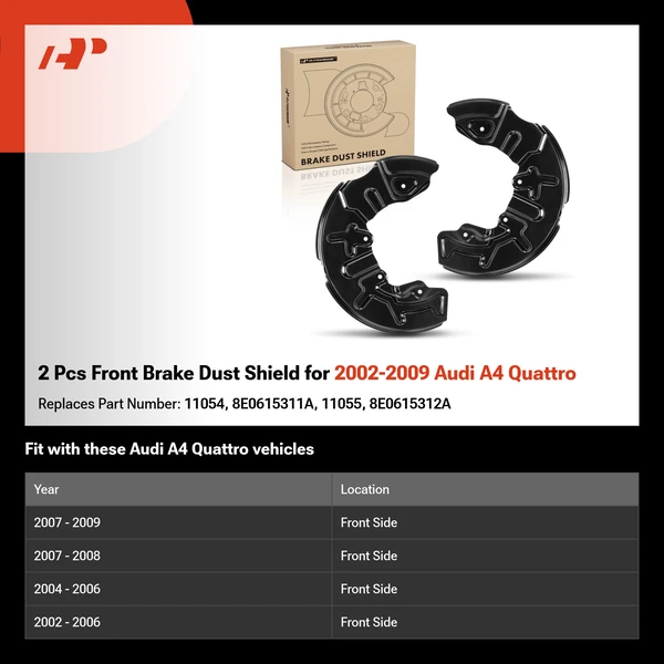 2 Pcs Front Brake Dust Shield for 2002-2009 Audi A4 Quattro