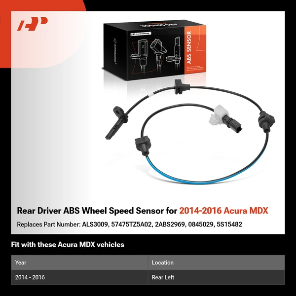 Rear Driver ABS Wheel Speed Sensor for 2014-2016 Acura MDX