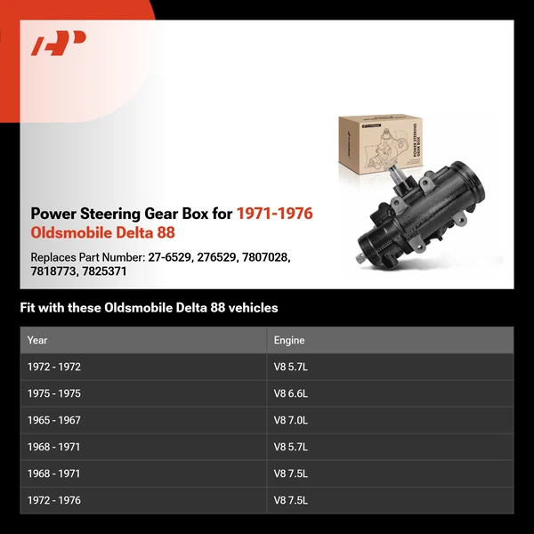 Power Steering Gear Box for 1971-1976 Oldsmobile Delta 88