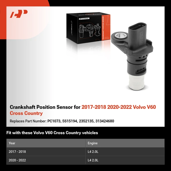 Crankshaft Position Sensor for 2017-2018 2020-2022 Volvo V60 Cross Country