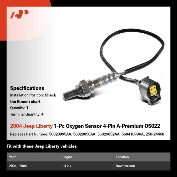 2004 Jeep Liberty 1-Pc Oxygen Sensor 4-Pin A-Premium OS022