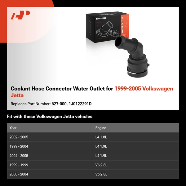 Coolant Hose Connector Water Outlet for 1999-2005 Volkswagen Jetta