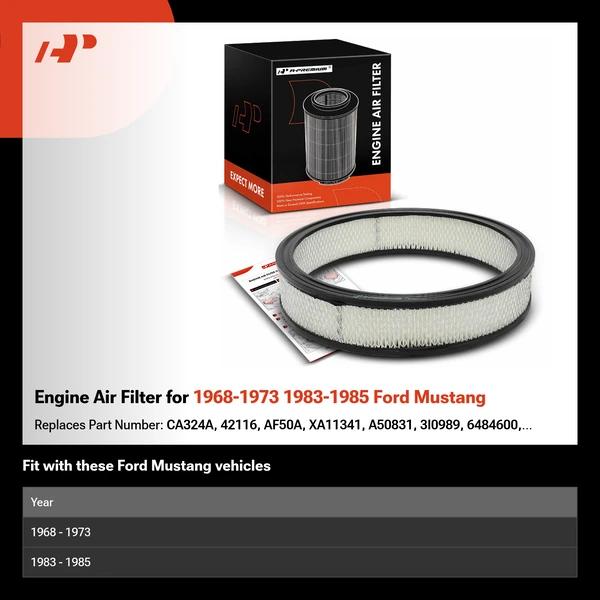 Engine Air Filter for 1968-1973 1983-1985 Ford Mustang