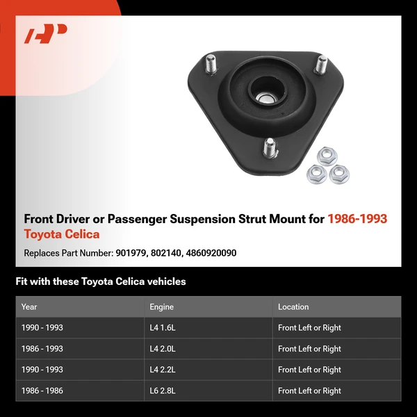Front Driver or Passenger Suspension Strut Mount for 1986-1993 Toyota Celica