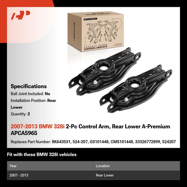 2007-2013 BMW 328i 2-Pc Control Arm, Rear Lower A-Premium APCA5965