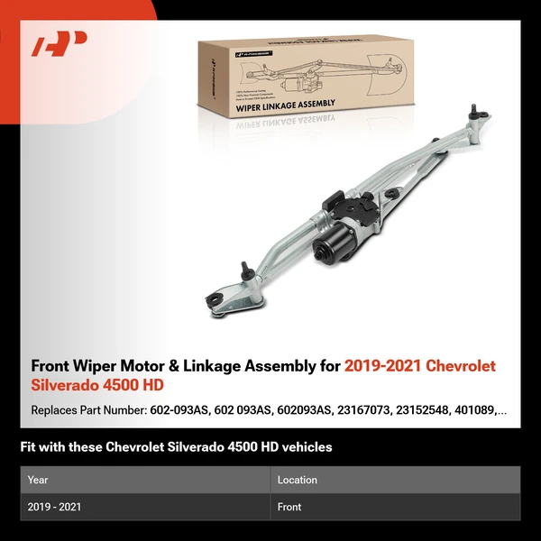 Front Wiper Motor & Linkage Assembly for 2019-2021 Chevrolet Silverado 4500 HD