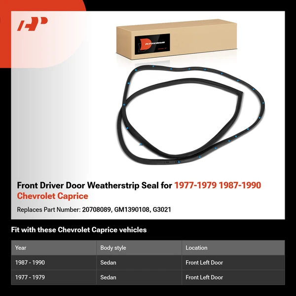 Front Driver Door Weatherstrip Seal for 1977-1979 1987-1990 Chevrolet Caprice
