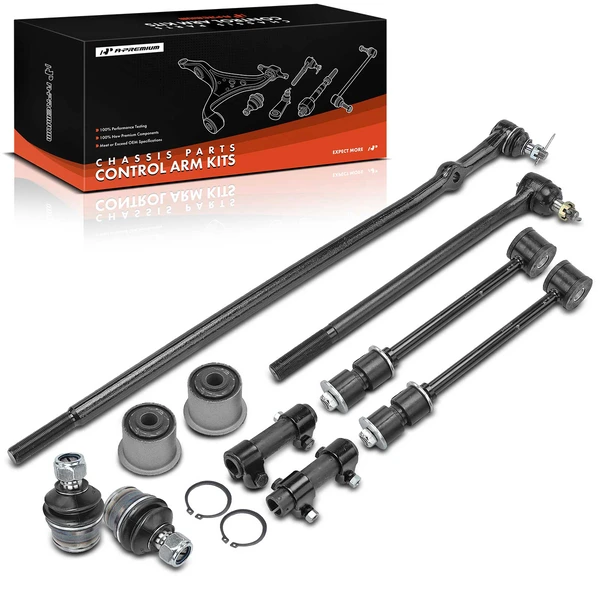 A Set of 9 Sway Bar Link and Tie Rod End Full Kit Front Side A-Premium APCA1621