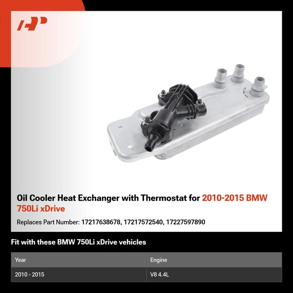 Oil Cooler Heat Exchanger with Thermostat for 2010-2015 BMW 750Li xDrive