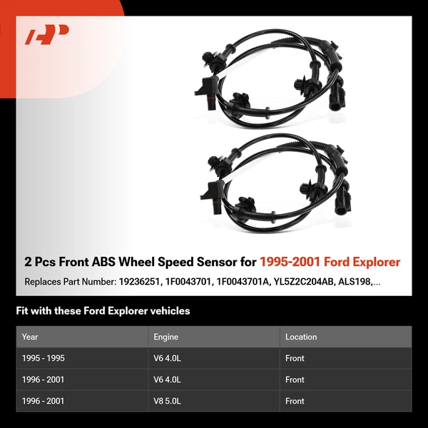 2 Pcs Front ABS Wheel Speed Sensor for 1995-2001 Ford Explorer