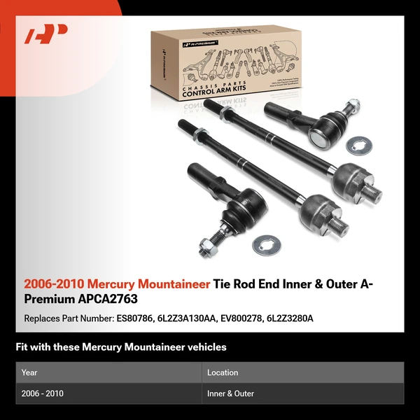 2006-2010 Mercury Mountaineer Tie Rod End Inner & Outer A-Premium APCA2763