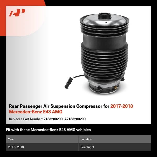 Rear Passenger Air Suspension Compressor for 2017-2018 Mercedes-Benz E43 AMG