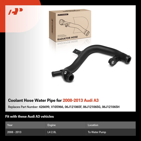 Coolant Hose Water Pipe for 2008-2013 Audi A3