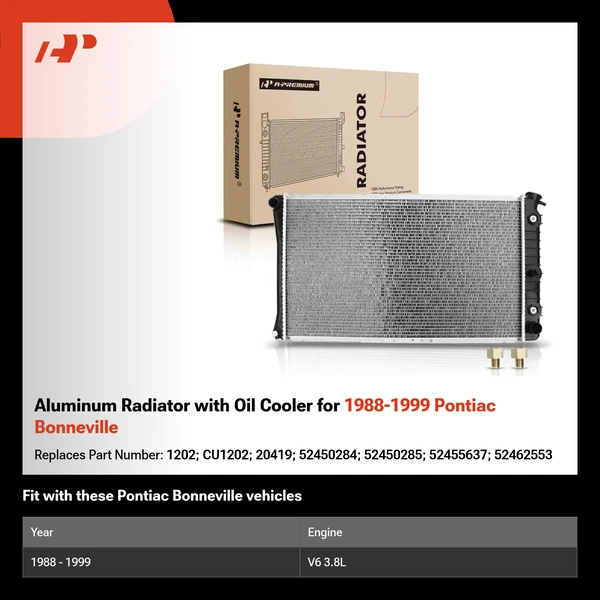 Aluminum Radiator with Oil Cooler for 1988-1999 Pontiac Bonneville