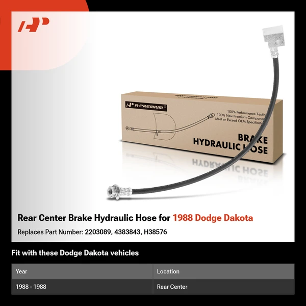 Rear Center Brake Hydraulic Hose for 1988 Dodge Dakota