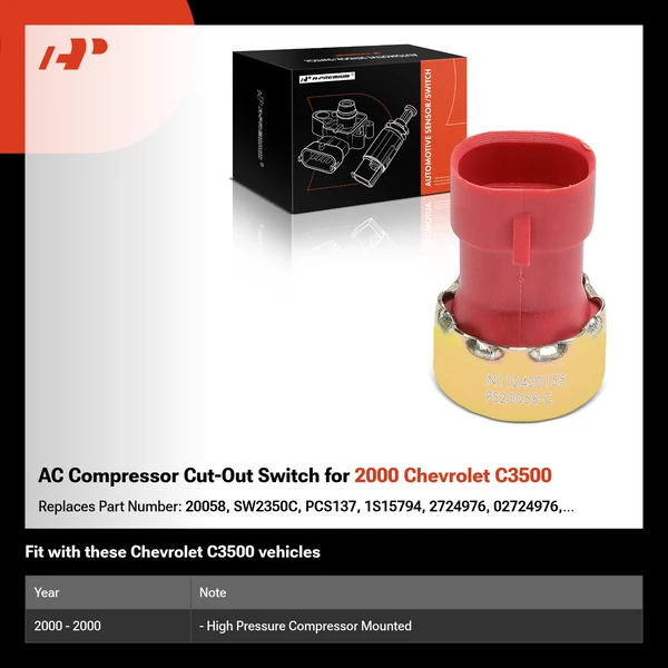 AC Compressor Cut-Out Switch for 2000 Chevrolet C3500