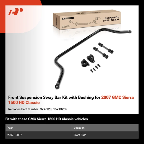 Front Suspension Sway Bar Kit with Bushing for 2007 GMC Sierra 1500 HD Classic