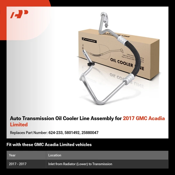 Auto Transmission Oil Cooler Line Assembly for 2017 GMC Acadia Limited