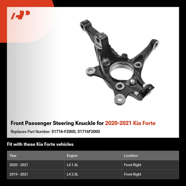 Front Passenger Steering Knuckle for 2020-2021 Kia Forte