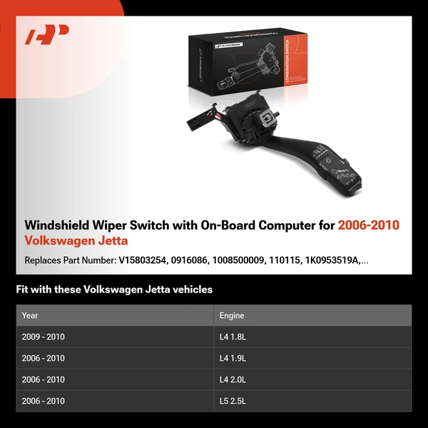 Windshield Wiper Switch with On-Board Computer for 2006-2010 Volkswagen Jetta