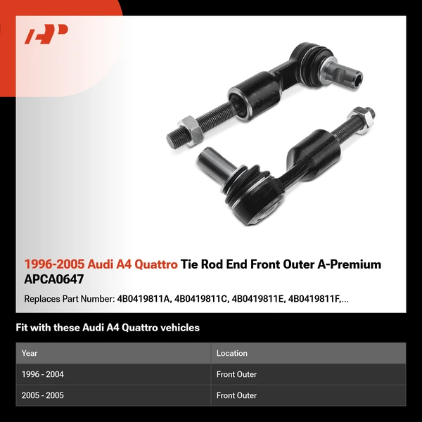 1996-2005 Audi A4 Quattro Tie Rod End Front Outer A-Premium APCA0647
